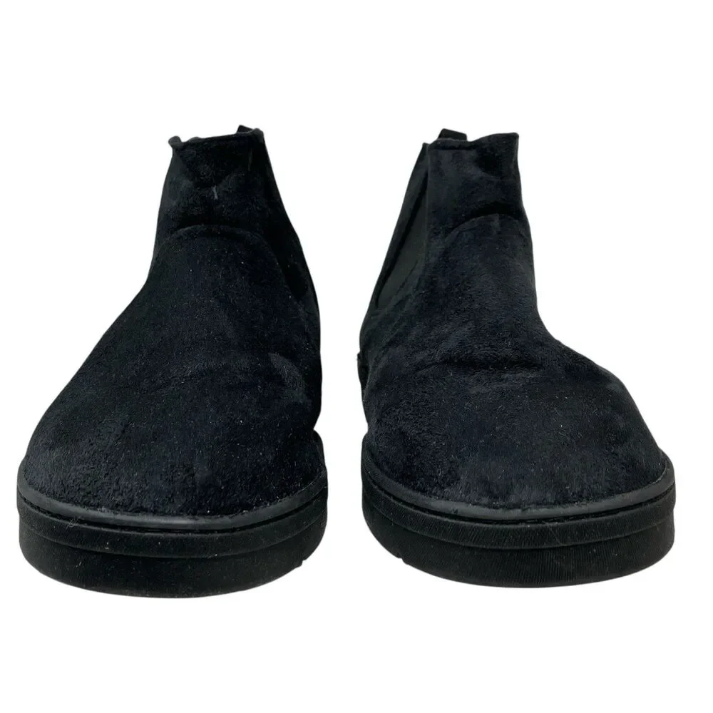 Steve Madden Slipper Boots Mens 10 Black Fabric Upper Faux Fur Lined Clinton